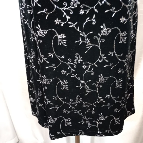 Vintage Sparkle Dress, Black Velour/Silver Sparkles, Sleeveless, Knee Length, M - Picture 10 of 11